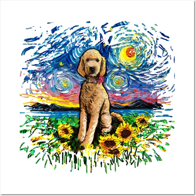 Goldendoodle Night 2 (version 2) Wall Art by sagittariusgallery